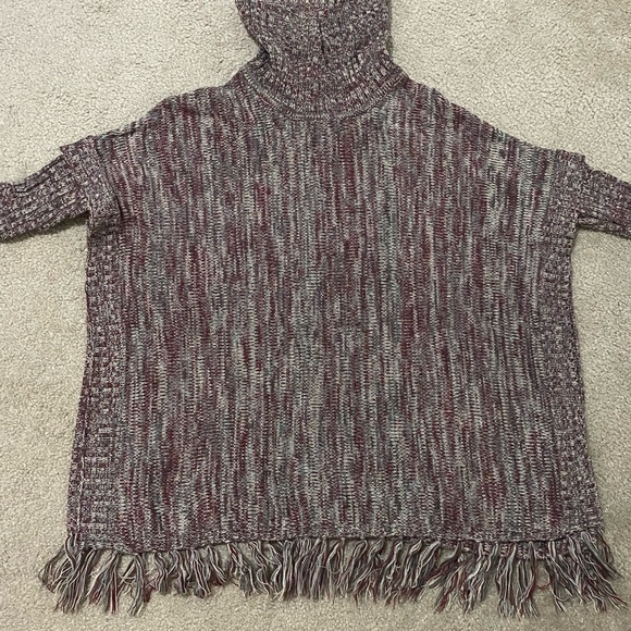 Downeast Basics Turtleneck Poncho/Shawl with Fringe - Picture 1 of 6